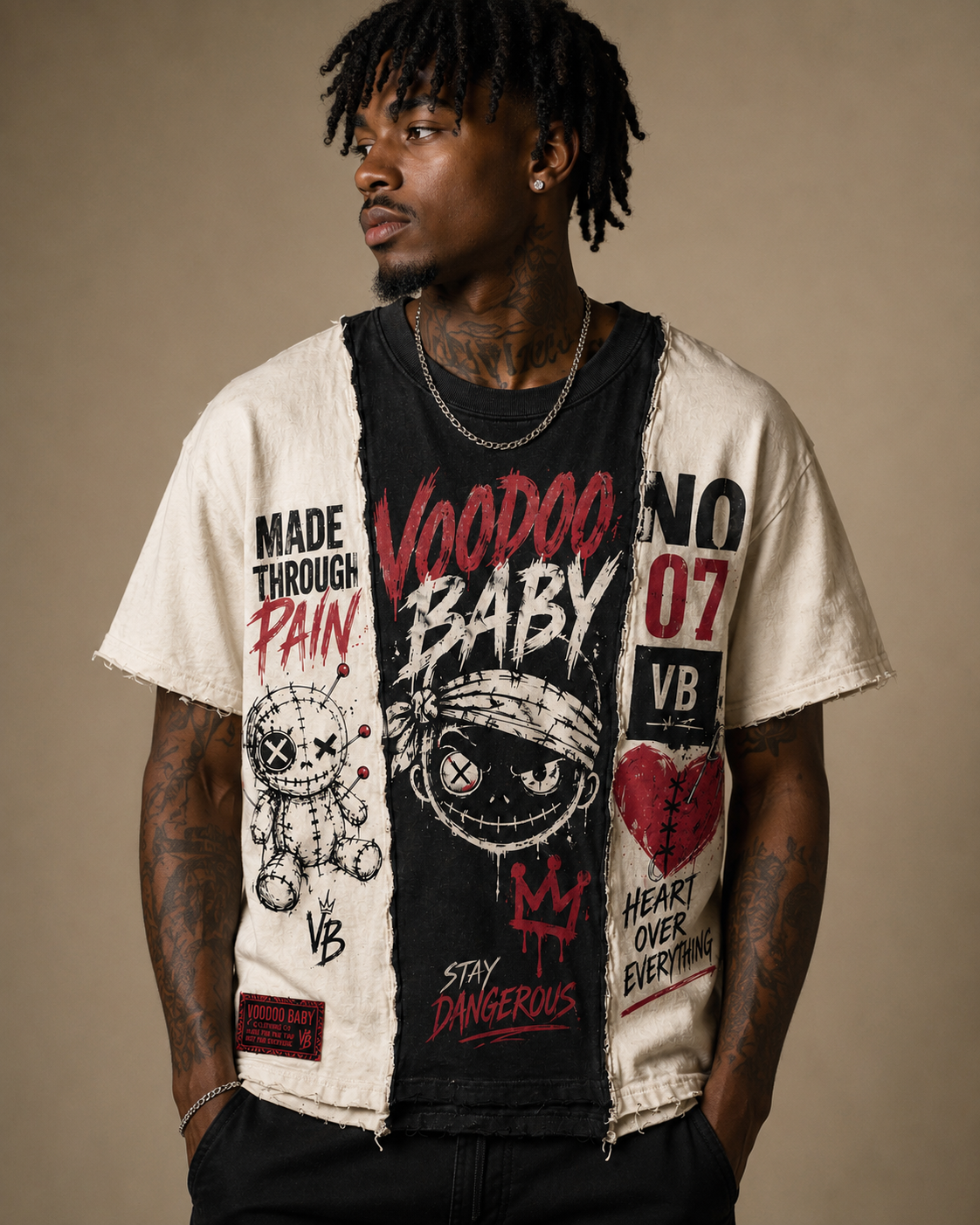 Voodoo Baby “Made Through Pain” Split Tee